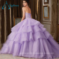 Sequined Beading Crystal Tiered Quinceanera Robes Ball Gown